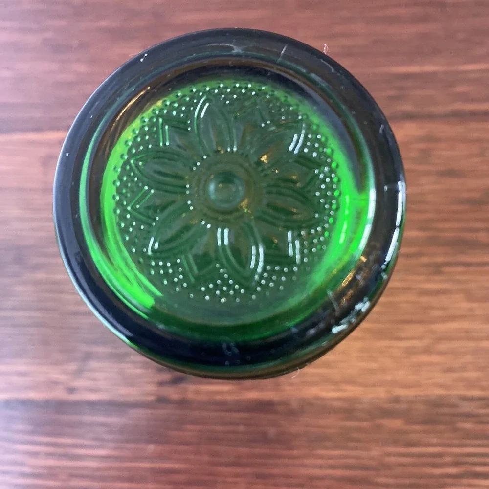 Vintage Anchor Hocking Sandwich Forest Green Oatmeal  5 oz Juice Glass